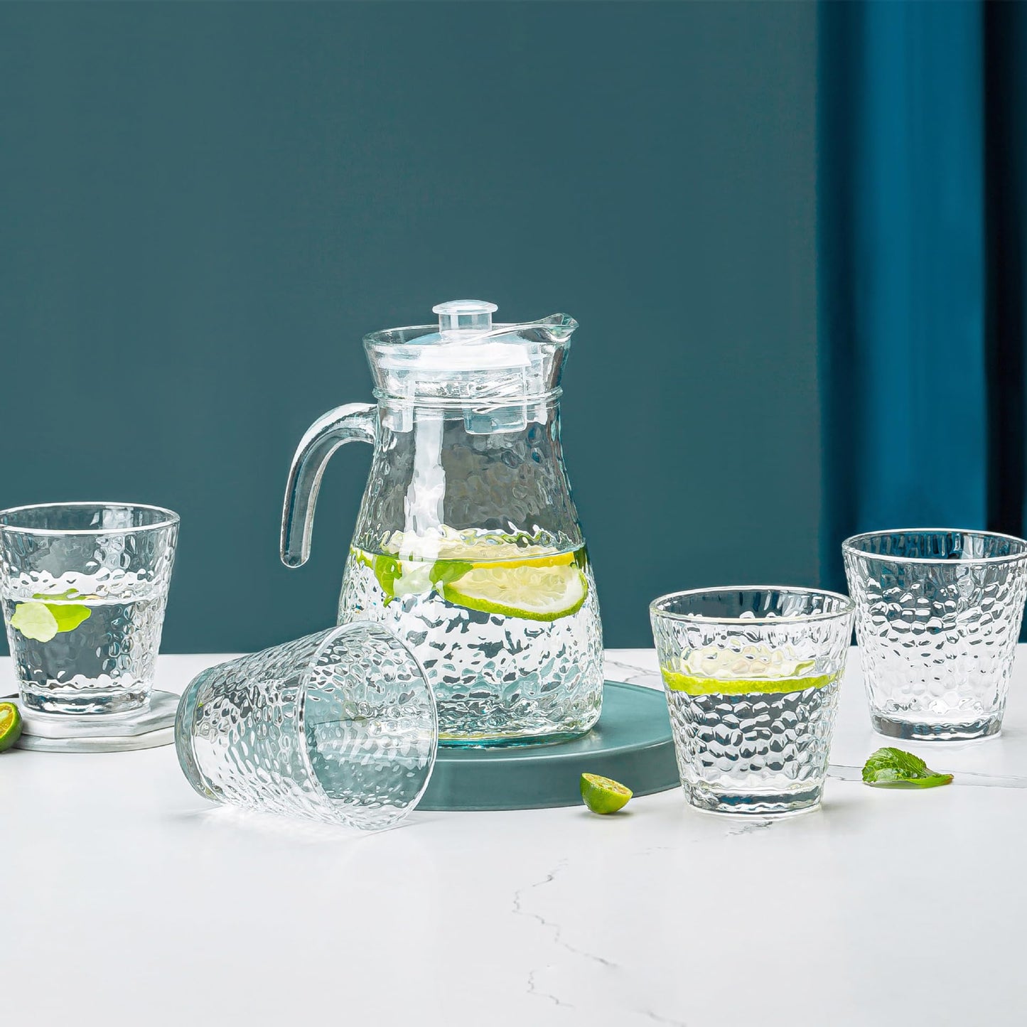 Set de jarra con vasos de vidrio
