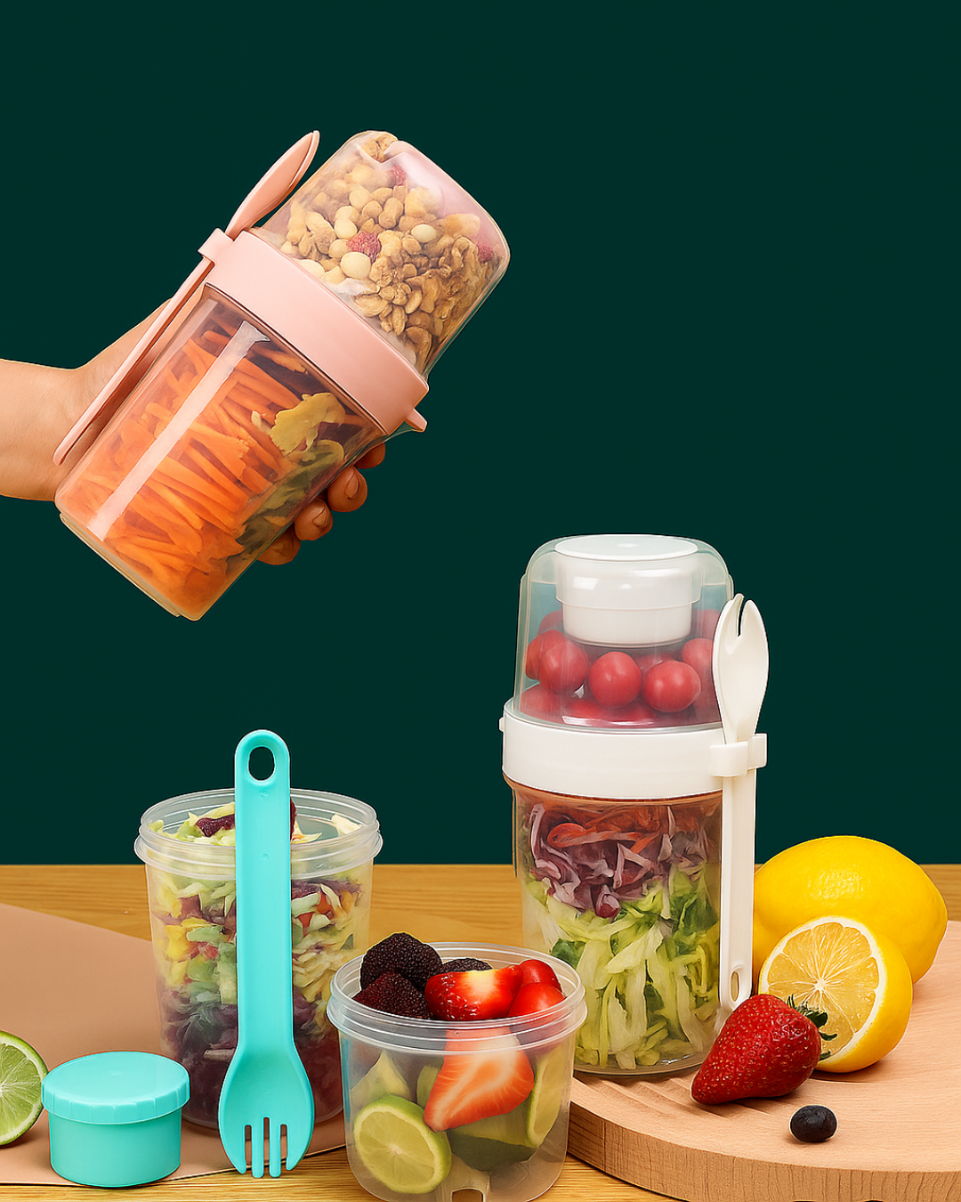 Recipiente 2 en 1 para alimentos