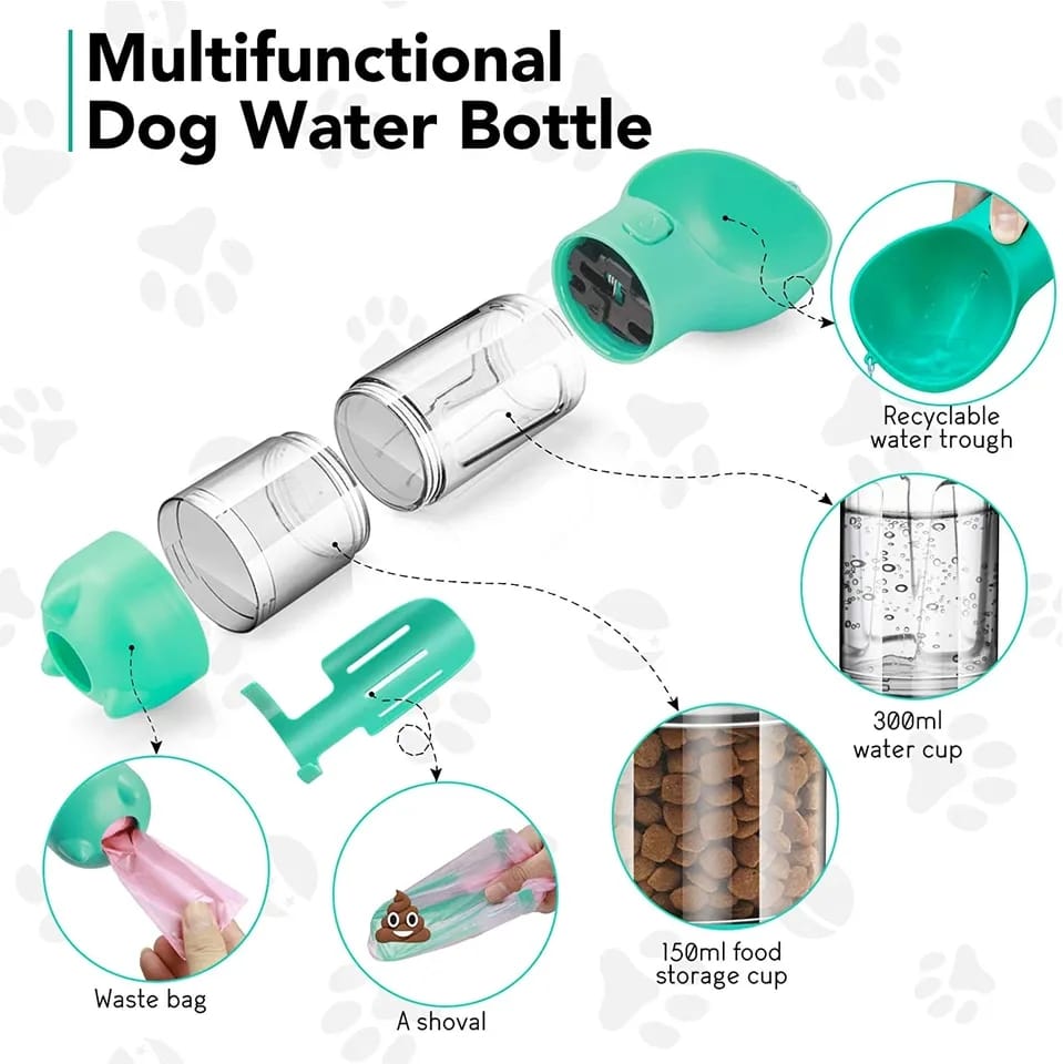 Botella dispensadora 4 en 1 para mascotas
