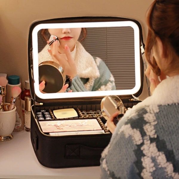 Organizador de cosmeticos con espejo led