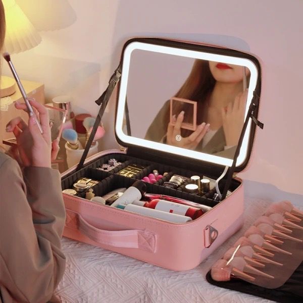 Organizador de cosmeticos con espejo led