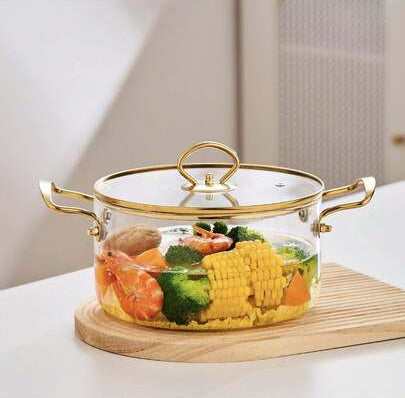 olla de vidrio 2.5 litros dorada