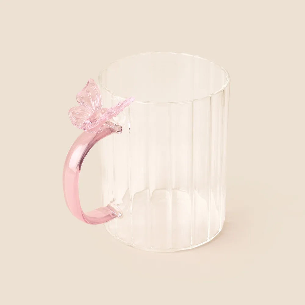 Vaso de vidrio mariposa