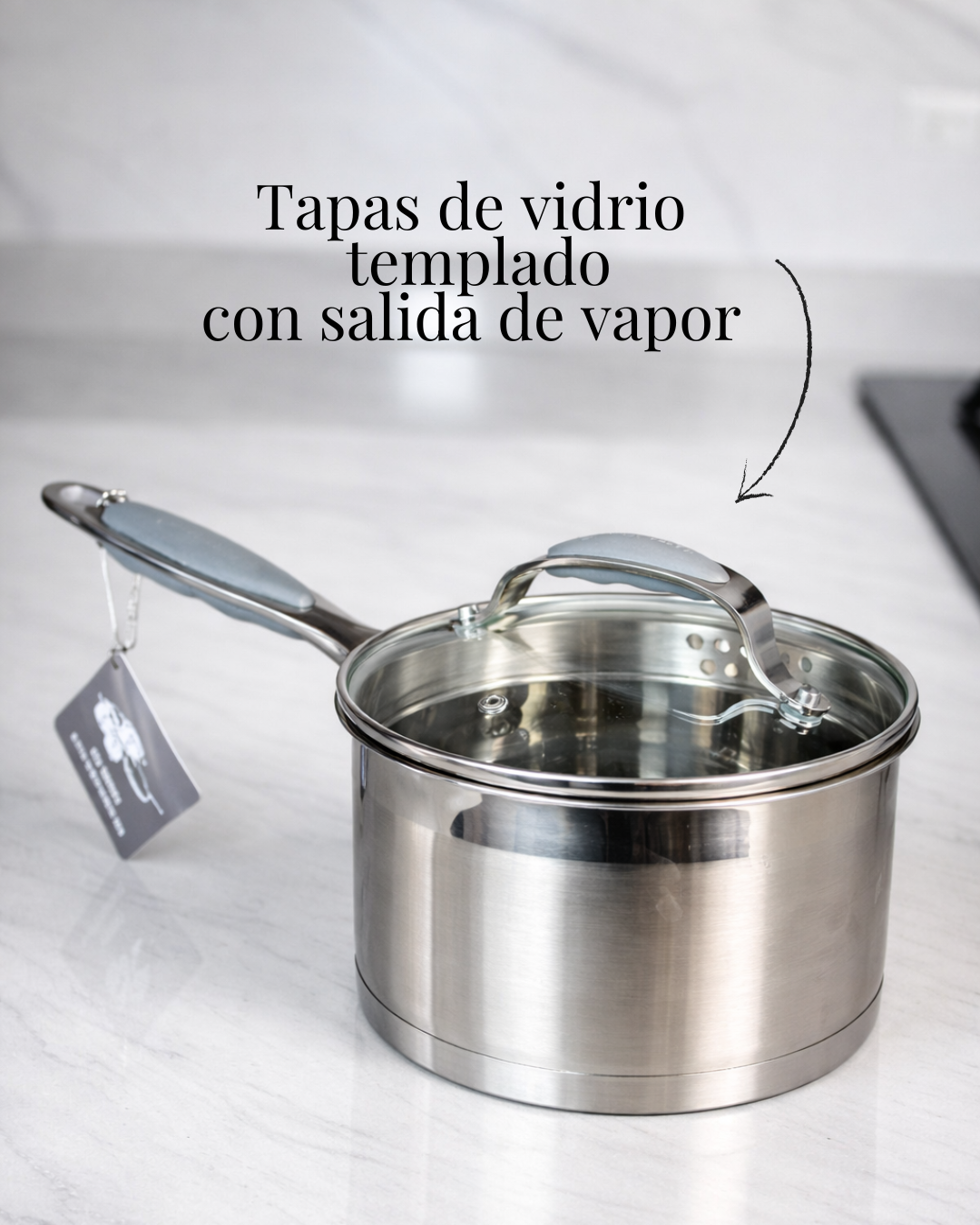 Juego de ollas x7 piezas de acero quirurgico Kaisa Villa (4 ollas, 3 tapas)