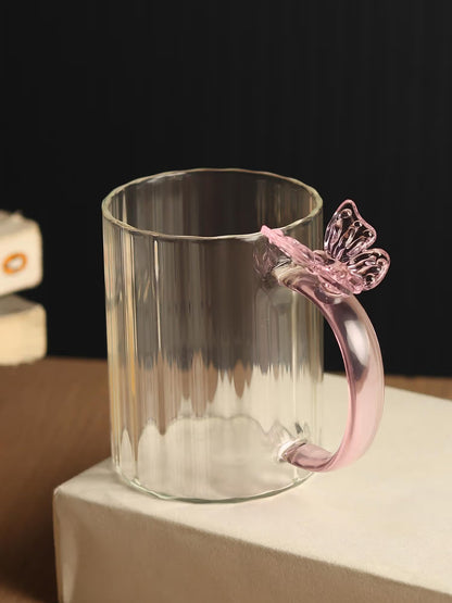 Vaso de vidrio mariposa