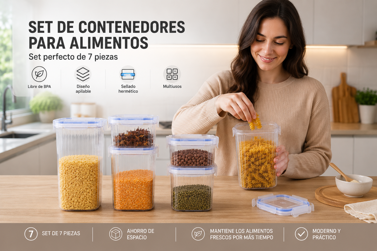 Set de contenedores para granos x7