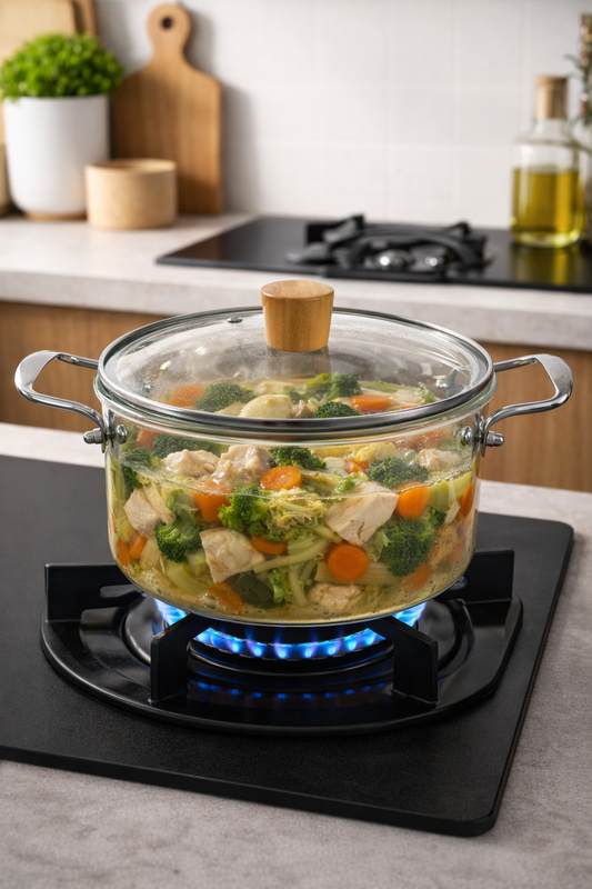 olla de vidrio 3.5 litros plateada