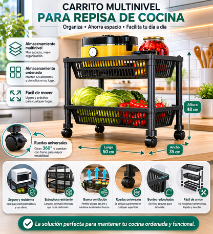 Organizador 2 niveles con ruedas