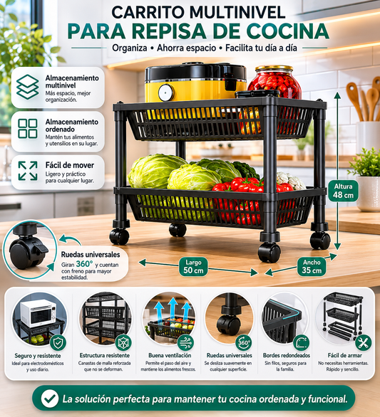 Organizador 2 niveles con ruedas