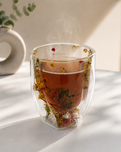 Vaso de virio doble pared con flores