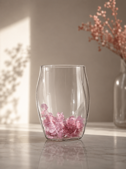 Vaso doble pared con flores