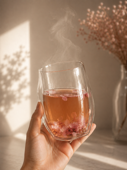 Vaso doble pared con flores