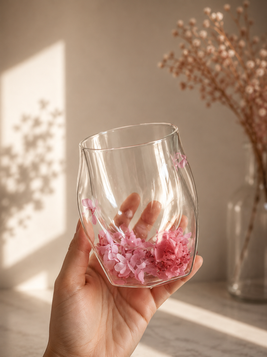 Vaso doble pared con flores
