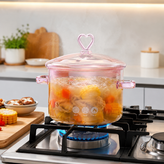 Olla de vidrio rosada 1.5 litros