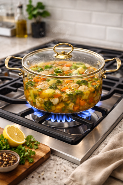 olla de vidrio 2.5 litros dorada