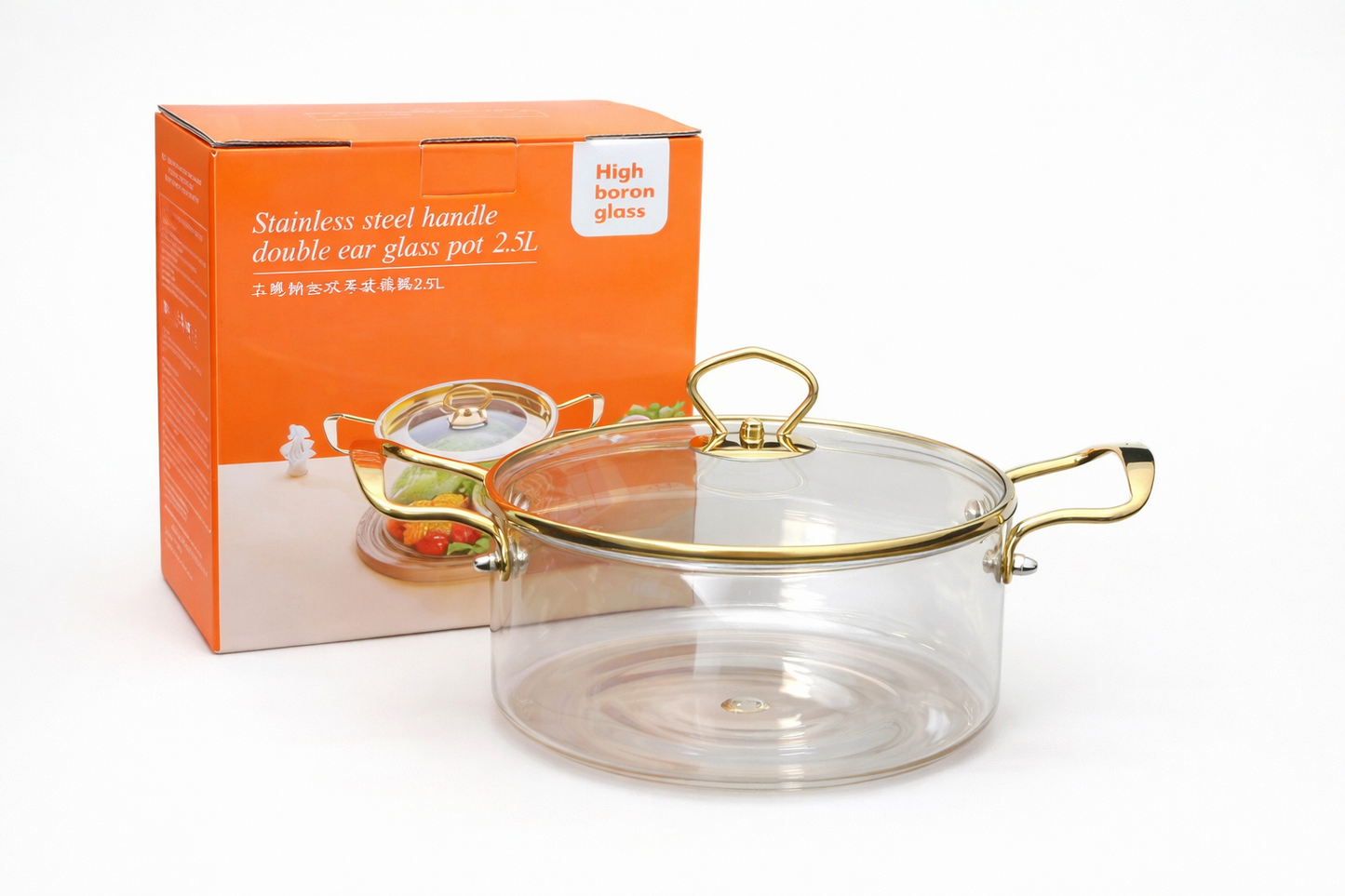 olla de vidrio 2.5 litros dorada