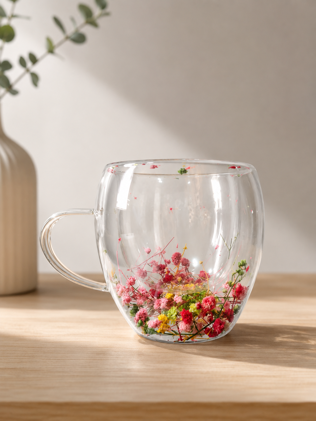 Vaso doble pared con flores