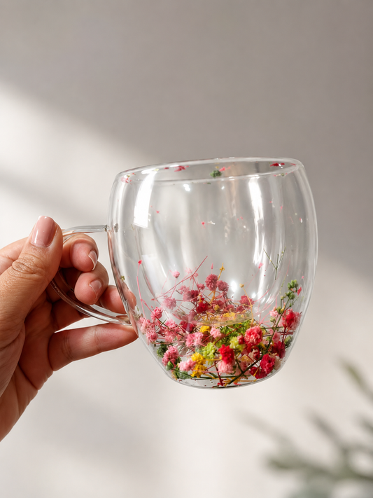 Vaso doble pared con flores