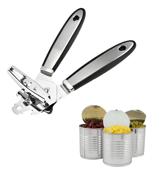 Abrelatas y destapador manual en acero inoxidable