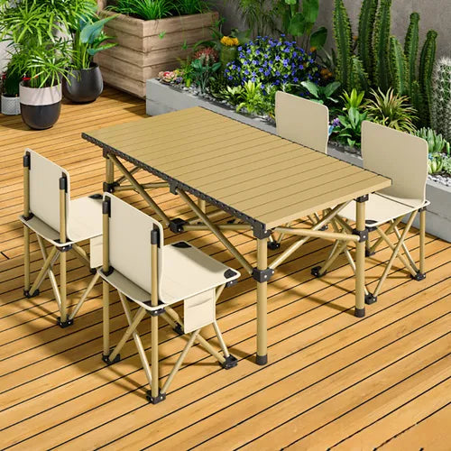 Set mesa mas 4 sillas plegables para jardin
