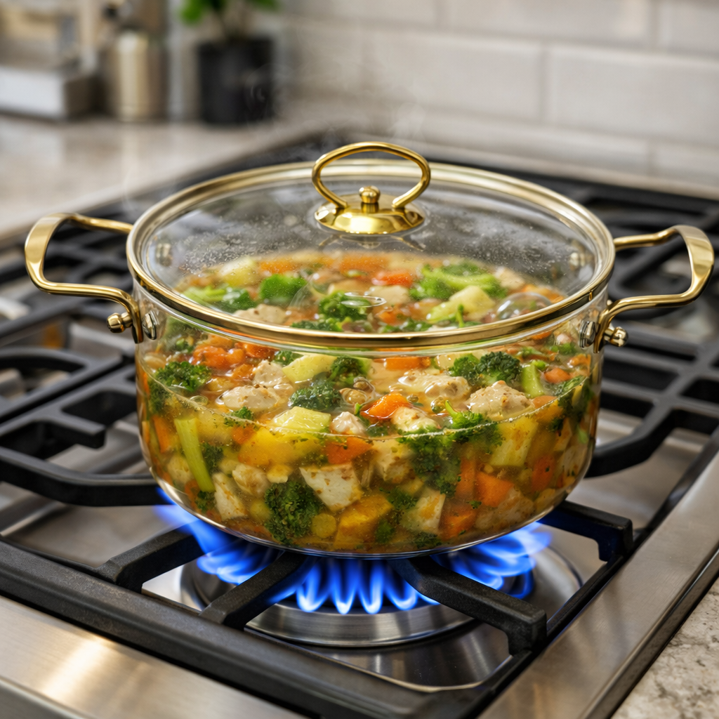 olla de vidrio 2.5 litros dorada