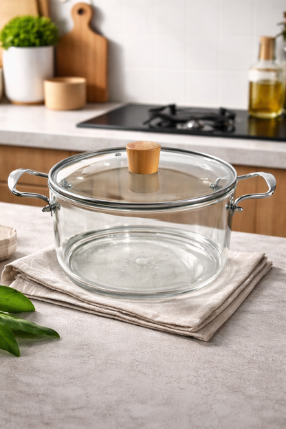 olla de vidrio 2.5 litros plateada 
