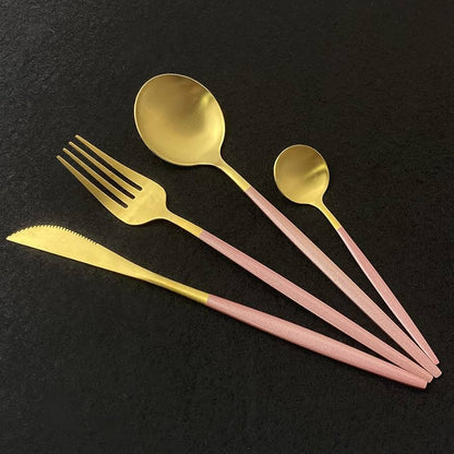 set de cubiertos rosa